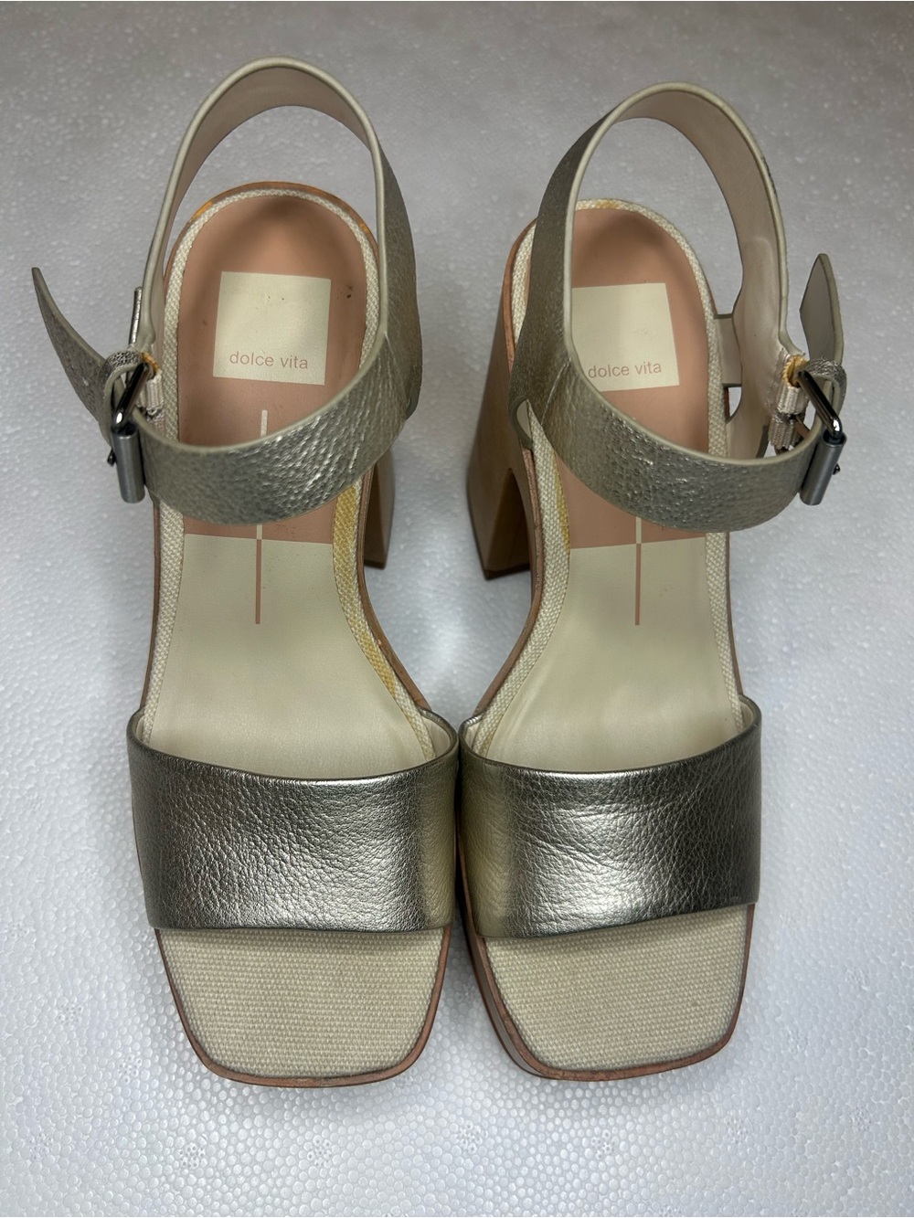 Dolce Vita Champagne Metallic Platform Sandals - Picture 5 of 8